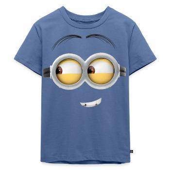 Minions Dave Gesicht Kostüm - Kinder Premium Bio T-Shirt - Taubenblau - Vorne - Mikhail (115cm)