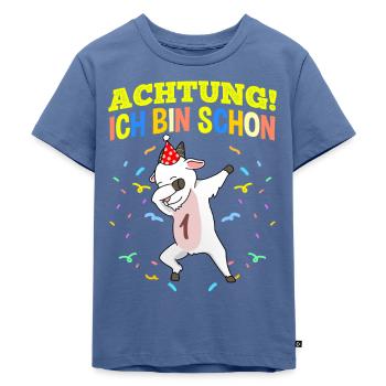 Achtung Ich Bin Schon 1 Geburtstag Ziege - Kinder Premium Bio T-Shirt - Taubenblau - Vorne - Mikhail (115cm)
