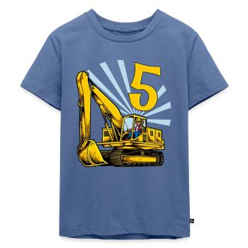 Ich bin 5 - Bagger Geburtstag 5 Jahre - Kinder Premium Bio T-Shirt - Taubenblau - Vorne - Mikhail (115cm)
