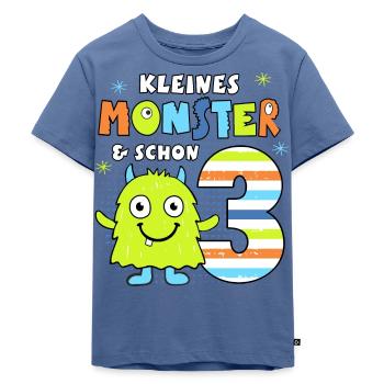 3. Geburtstag Drei kleines Monster Geschenkidee - Kinder Premium Bio T-Shirt - Taubenblau - Vorne - Mikhail (115cm)
