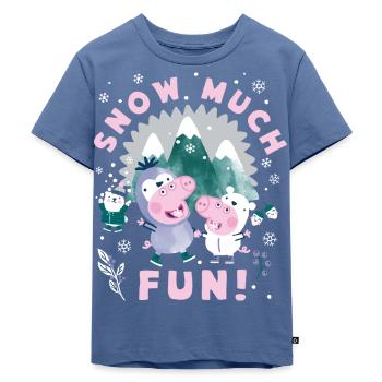 Peppa Wutz & Bruder Schorsch Im Schnee Winter - Kinder Premium Bio T-Shirt - Taubenblau - Vorne - Mikhail (115cm)