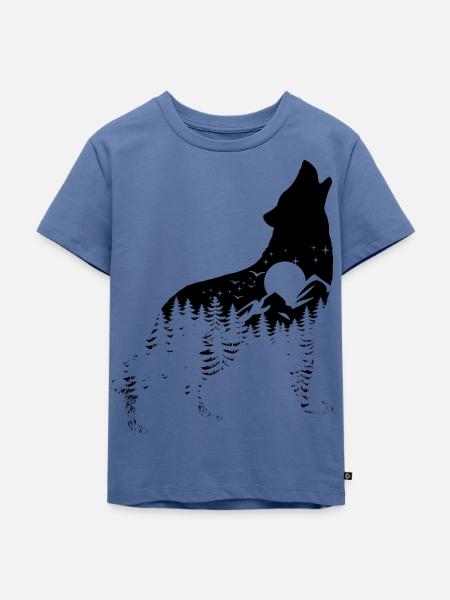 Wolf Silhouette - Artenschutz - Lebensraum - Kinder Premium Bio T-Shirt - Taubenblau
