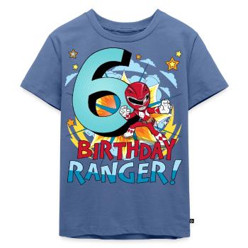 Power Rangers Geburtstags-Design 6 Jahre - Kinder Premium Bio T-Shirt - Taubenblau - Vorne - Mikhail (115cm)