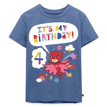 PJ Masks Owlette Geburtstags Design 4. Geburtstag - Kinder Premium Bio T-Shirt - Taubenblau - Vorne - Mikhail (115cm)