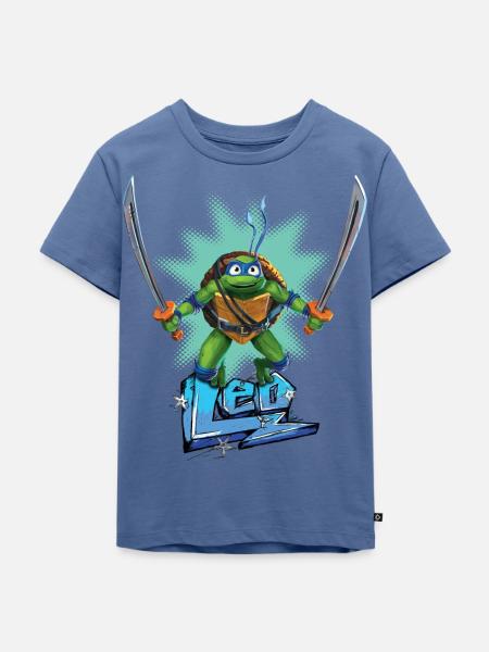 TMNT Mutant Mayhem Turtle Leo - Kinder Premium Bio T-Shirt - Taubenblau
