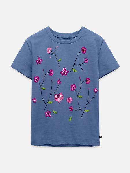 Blumenwiese - Kinder Premium Bio T-Shirt - Taubenblau