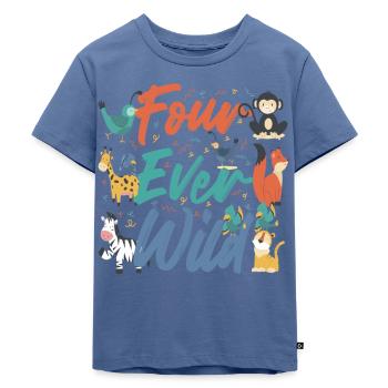Four Ever Wild 51 - Kinder Premium Bio T-Shirt - Taubenblau - Vorne - Mikhail (115cm)
