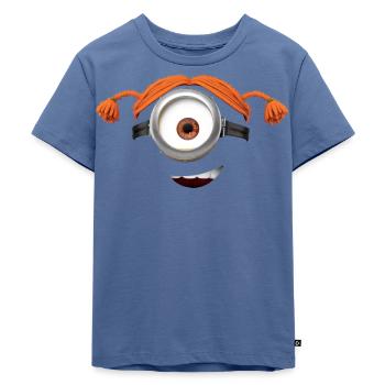 Minions Fröhlicher Minion Mit Zöpfen - Kinder Premium Bio T-Shirt - Taubenblau - Vorne - Mikhail (115cm)