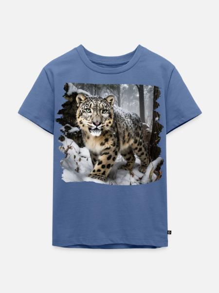 Schneeleoparden Schneeleopard - Kinder Premium Bio T-Shirt - Taubenblau