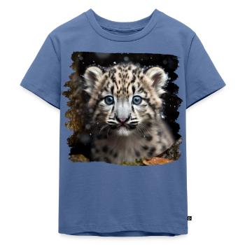 Schneeleoparden Schneeleopard - Kinder Premium Bio T-Shirt - Taubenblau - Vorne - Mikhail (115cm)
