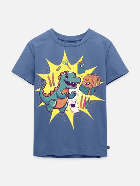 Dino Einschulung Schulkind - Kinder Premium Bio T-Shirt - Taubenblau