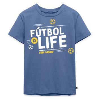 Ted Lasso Fútbol Is Life - Kinder Premium Bio T-Shirt - Taubenblau - Vorne - Mikhail (115cm)