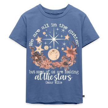 OSCAR WILDES STARS ZITIEREN DESIGN IN ELFENBEIN - Kinder Premium Bio T-Shirt - Taubenblau - Vorne - Mikhail (115cm)