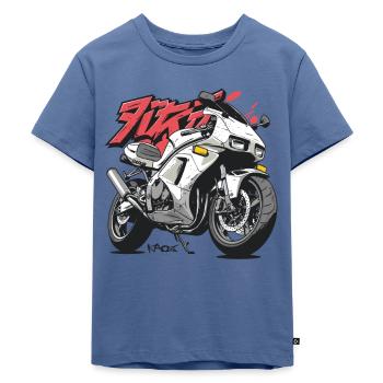 Super cooles japanisches Anime-Renn-Motorrad - Kinder Premium Bio T-Shirt - Taubenblau - Vorne - Mikhail (115cm)