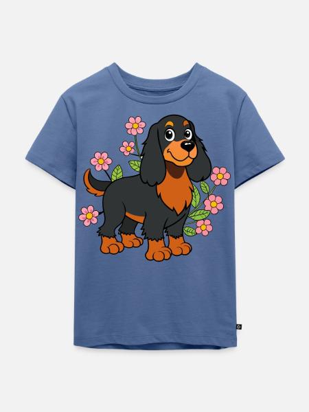 Kleiner Gordon Setter - Kinder Premium Bio T-Shirt - Taubenblau