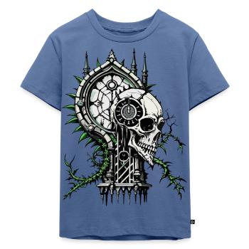 Clock Skull // Totenkopf Uhr // Statur FS0053 - Kinder Premium Bio T-Shirt - Taubenblau - Vorne - Mikhail (115cm)