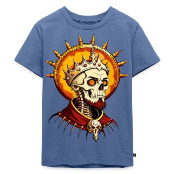 King Skull // Totenkopf König // Herrscher FS0077 - Kinder Premium Bio T-Shirt - Taubenblau - Vorne - Mikhail (115cm)