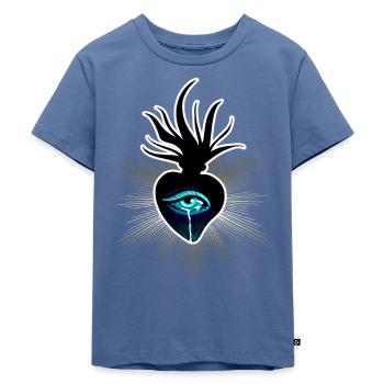 Brennendes heiliges Herz: verlorene Liebe - Kinder Premium Bio T-Shirt - Taubenblau - Vorne - Mikhail (115cm)