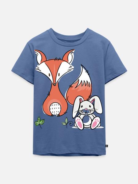 Fuchs und Hase - Kinder Premium Bio T-Shirt - Taubenblau