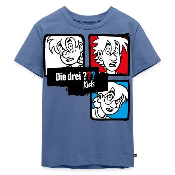 Die Drei ??? Kids Als Zeichnung - Kinder Premium Bio T-Shirt - Taubenblau - Vorne - Mikhail (115cm)