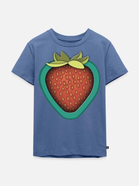 Erdbeer-Ausschnitt-Illusion - Kinder Premium Bio T-Shirt - Taubenblau