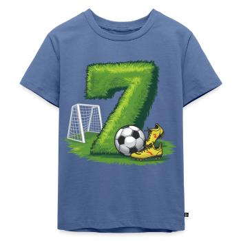 7. Geburtstag 7 Jahre Fußball Fußballspieler - Kinder Premium Bio T-Shirt - Taubenblau - Vorne - Mikhail (115cm)