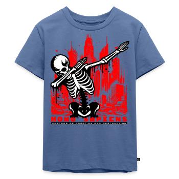 Dabbing homo sapiens Skull // Totenkopf Dab FS0248 - Kinder Premium Bio T-Shirt - Taubenblau - Vorne - Mikhail (115cm)