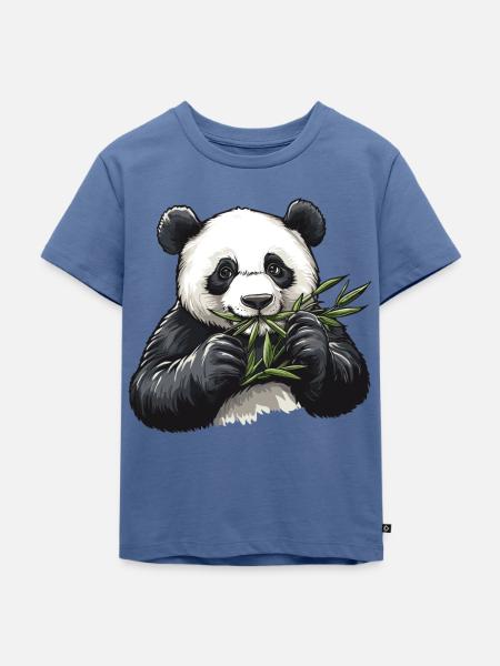 Pandabär mit Bambus - Kinder Premium Bio T-Shirt - Taubenblau