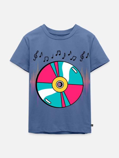 CD mit Musiknoten T-Shirt - Kinder Premium Bio T-Shirt - Taubenblau