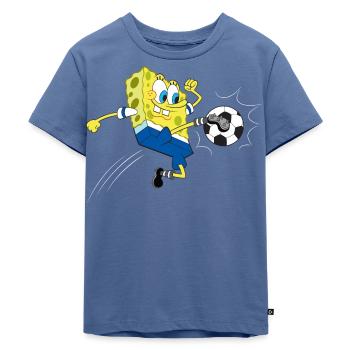 Spongebob Schwammkopf Kickt Einen Fußball - Kinder Premium Bio T-Shirt - Taubenblau - Vorne - Mikhail (115cm)