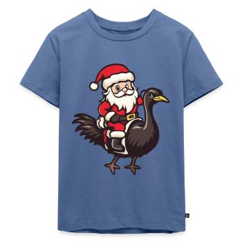 Strauß Weihnachtsmann - Kinder Premium Bio T-Shirt - Taubenblau - Vorne - Mikhail (115cm)