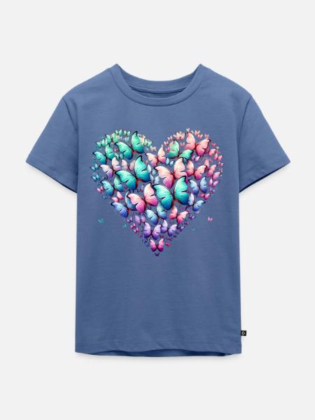 Herz aus Schmetterlingen/Schmetterlinge - Kinder Premium Bio T-Shirt - Taubenblau