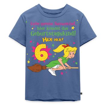 Bibi Blocksberg Geburtstagsdesign 6 Jahre - Kinder Premium Bio T-Shirt - Taubenblau - Vorne - Mikhail (115cm)