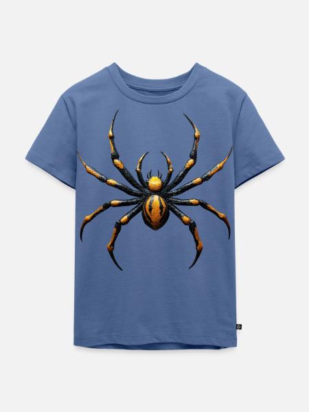 Spinne Giftig Gelb Schwarz - Kinder Premium Bio T-Shirt - Taubenblau