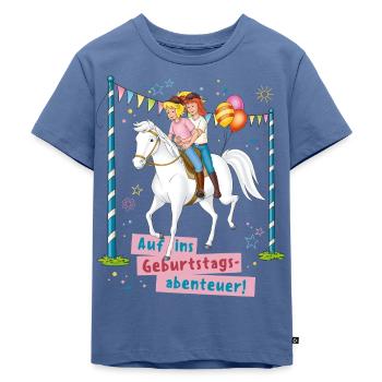 Bibi & Tina Auf Ins Geburtstagsabenteuer - Kinder Premium Bio T-Shirt - Taubenblau - Vorne - Mikhail (115cm)