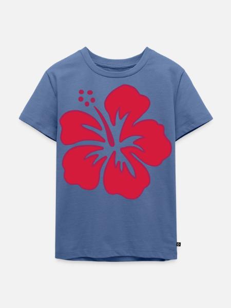 Hibiskus - Kinder Premium Bio T-Shirt - Taubenblau
