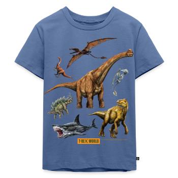 T-Rex World Dinosaurier Tyrannosaurus Gruppe - Kinder Premium Bio T-Shirt - Taubenblau - Vorne - Mikhail (115cm)