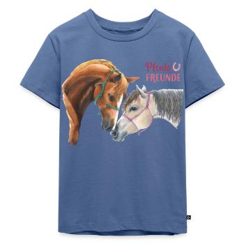 Pferdefreunde Pferde Legen Ihre Köpfe Aneinander - Kinder Premium Bio T-Shirt - Taubenblau - Vorne - Mikhail (115cm)
