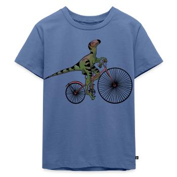 Velociraptor - Kinder Premium Bio T-Shirt - Taubenblau - Vorne - Mikhail (115cm)