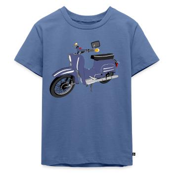 Simson Schwalbe blau - Kinder Premium Bio T-Shirt - Taubenblau - Vorne - Mikhail (115cm)