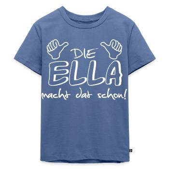 ella - Kinder Premium Bio T-Shirt - Taubenblau - Vorne - Mikhail (115cm)