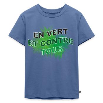 In grün und gegen alle - Kinder Premium Bio T-Shirt - Taubenblau - Vorne - Mikhail (115cm)