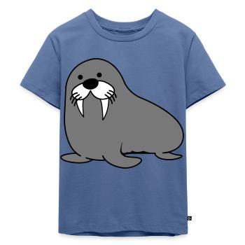 seehund - Kinder Premium Bio T-Shirt - Taubenblau - Vorne - Mikhail (115cm)