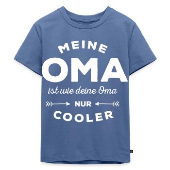 Meine Oma - Kinder Premium Bio T-Shirt - Taubenblau - Vorne - Mikhail (115cm)