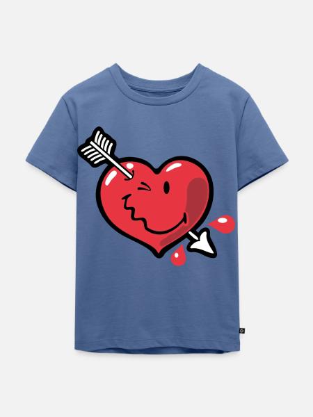 Smiley Heart - Kinder Premium Bio T-Shirt - Taubenblau