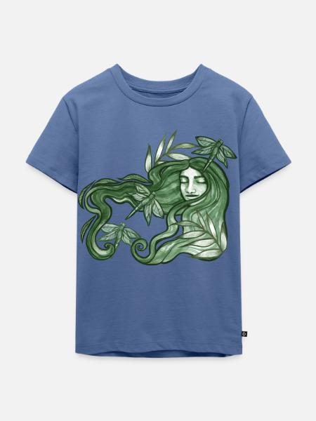 Grüne Libellengöttin - Kinder Premium Bio T-Shirt - Taubenblau