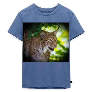 Luchs - Kinder Premium Bio T-Shirt - Taubenblau - Vorne - Mikhail (115cm)