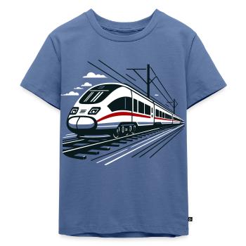 Hochgeschwindigkeitszug - Kinder Premium Bio T-Shirt - Taubenblau - Vorne - Mikhail (115cm)