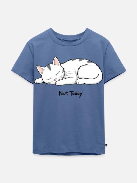 Not Today – Faulheits-Katze mit Haltung - Kinder Premium Bio T-Shirt - Taubenblau
