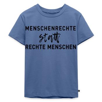 Human rights instead of right people - Kids Premium Organic T-Shirt - stone blue - Front - Mikhail (115cm)